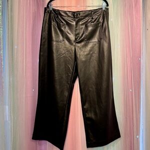 Tribal Jeans Faux Leather Wide Leg High Rise Cropped Pants size 14